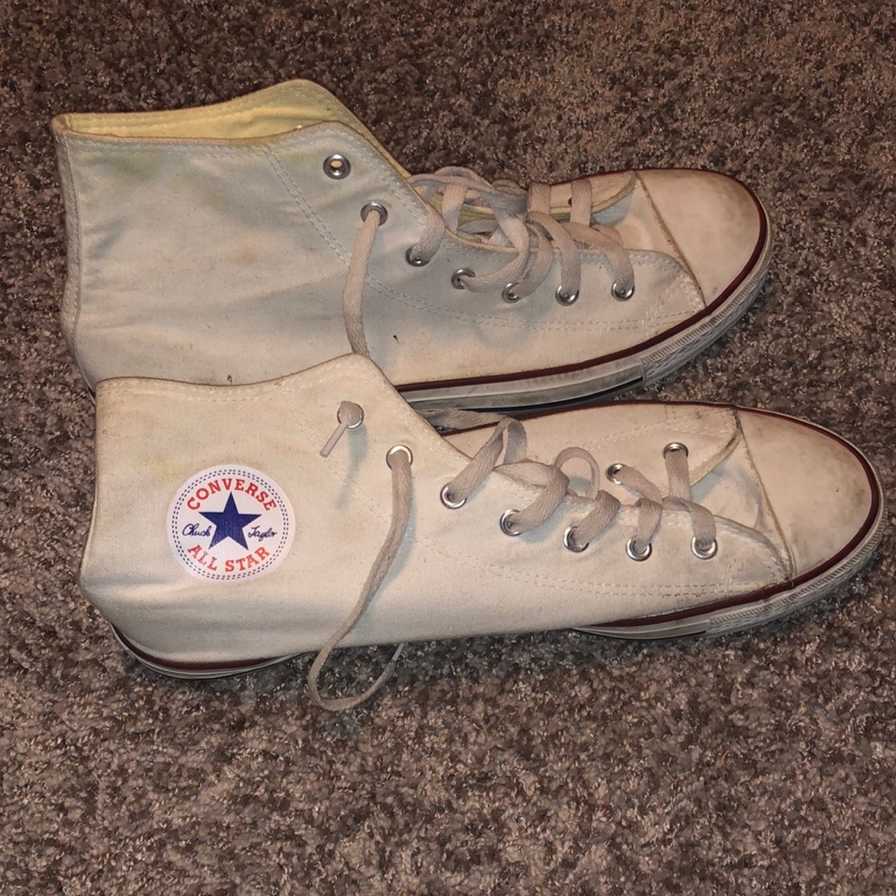 White hi-top converse